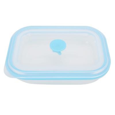 600ml Rechteckige Tragbare Lebensmittelechte Silikon Faltbare Lunchbox Lebensmittelbehälter (blau)