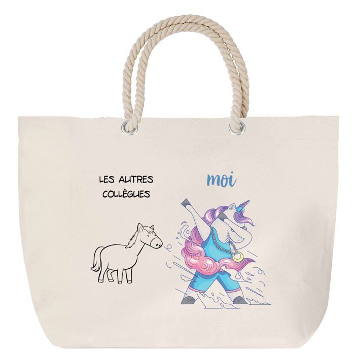 Sac de plage - PLANETEE - Collègue à la Plage - Anse corde - Grand format - Personnalisable