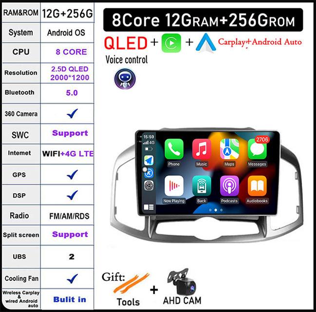 9" For Chevrolet Captiva 1 2011 -2016 Android 14 Car Radio Multimedia Auto Video Player Stereo Carplay GPS Navigation DSP