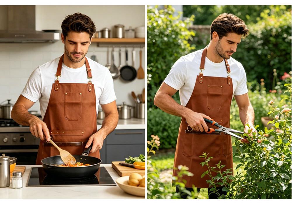 Waterproof PU Leather Apron – Oil-proof for Hairdressers, Barbers, Coffee Shops, and Bartenders.