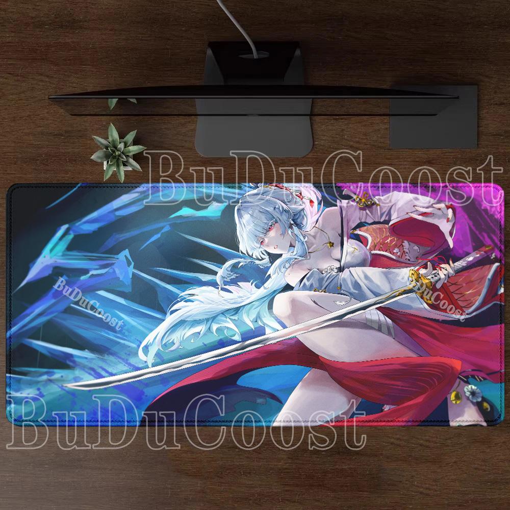 Gaming Wuthering Waves Hiyuki Mousepad Gaming Office Keyboard XXL Mouse Pad Anime Sexy Girl Rubber HD Printing Overlock Desk Mat