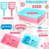 2 Set Small Cat Litter Box with Scoopers, Bowls, Toys - Blue & Pink, 14.5 X 10.6 Inch