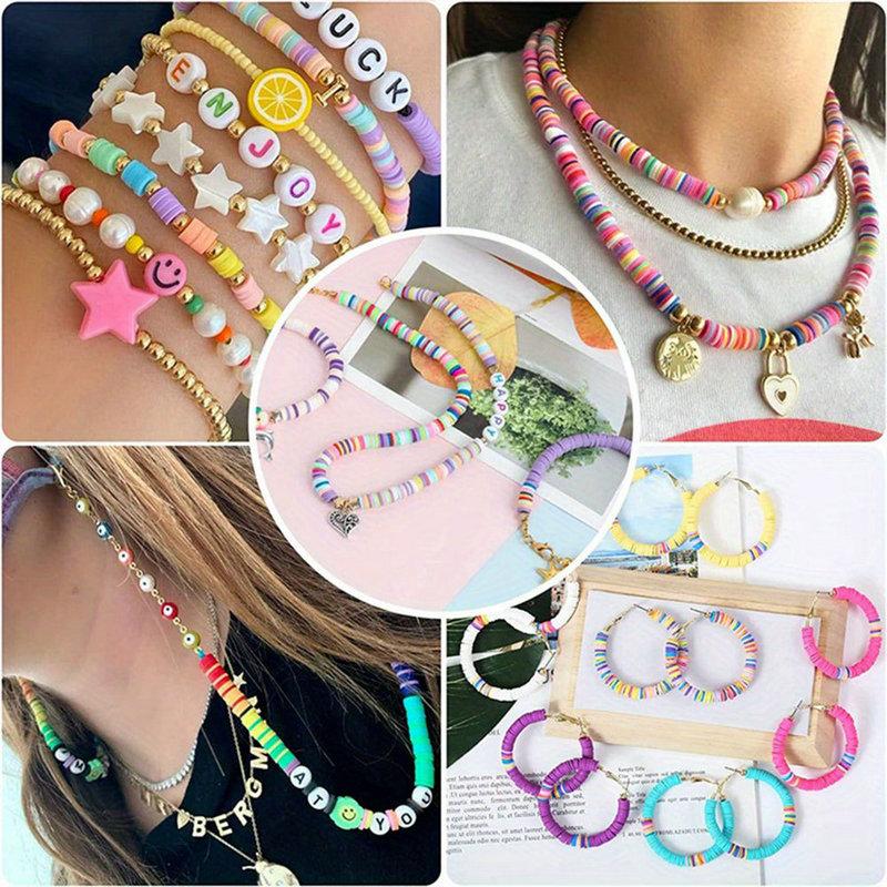 24 Colors Clay Beads Bracelet Making Kit Flat Preppy Beads Polymer Clay Beads Kit for Friendship Bracelets Making Craft DIY