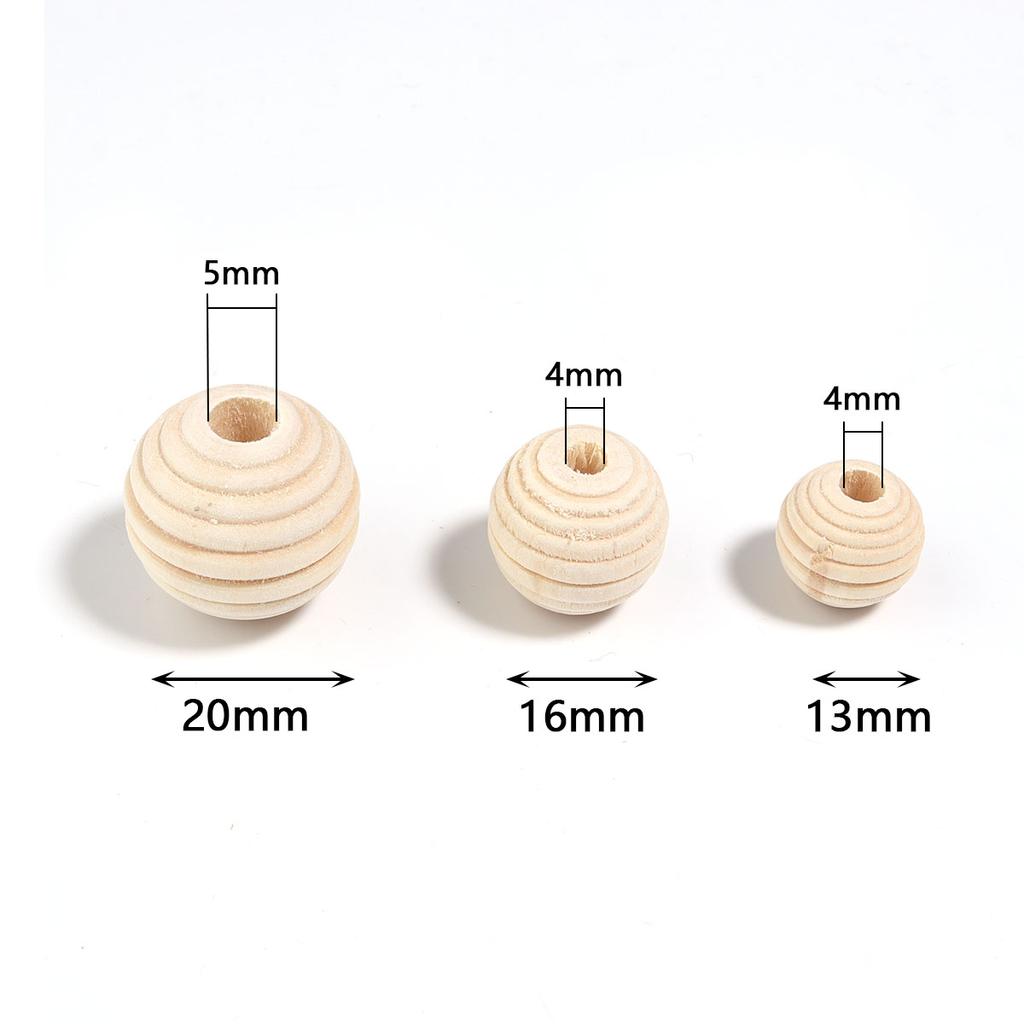 20-50pcs/lot 13 16 20mm Natural Round Wooden Beads Bulk Spiral Loose Ball Wood Beads For DIY Jewelry Making Findings Accessories