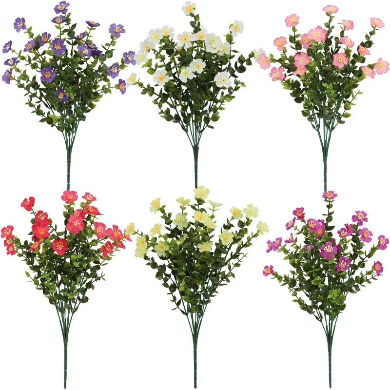 3pcs Simulation Flower Plastic Eucalyptus Leaf Bouquet Restaurant Decoration Artificial Eucalyptus Green Plant Silk Fake Flowers