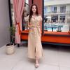 2025 Summer Women's Slimming Tie Waist Dress with Multi-button Design