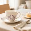 Filiżanka Kwiaty ze Spodkiem Porcelanowa do Picia Kawy Herbaty 260 ml