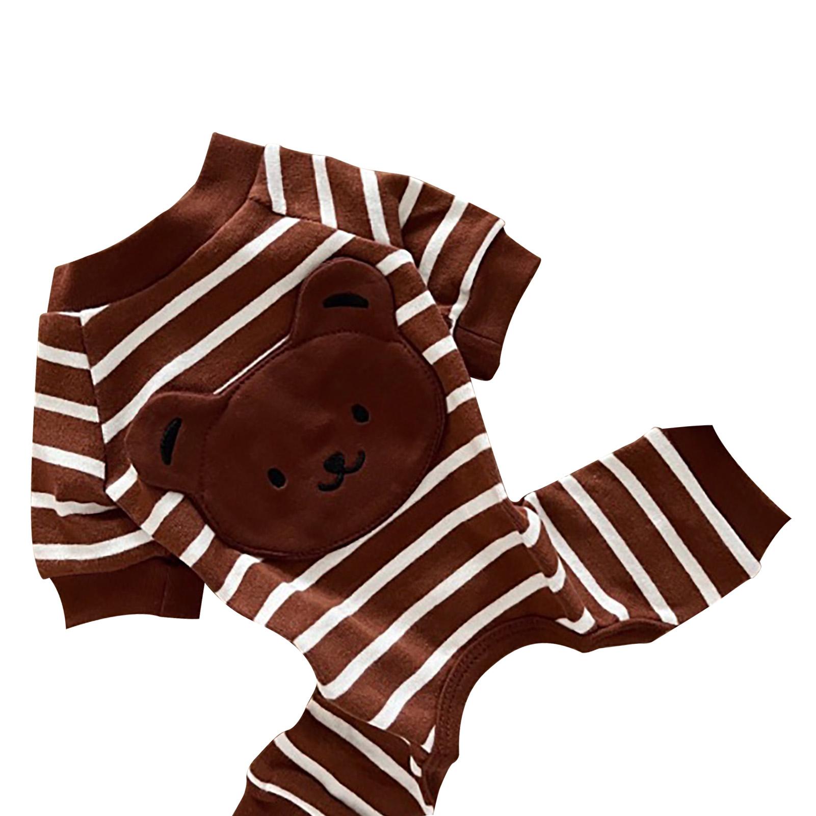 

Пижама для собаки полосатая мягкая теплая удобная модная с 4 штанинами одежда для питомца для тедди бишона L