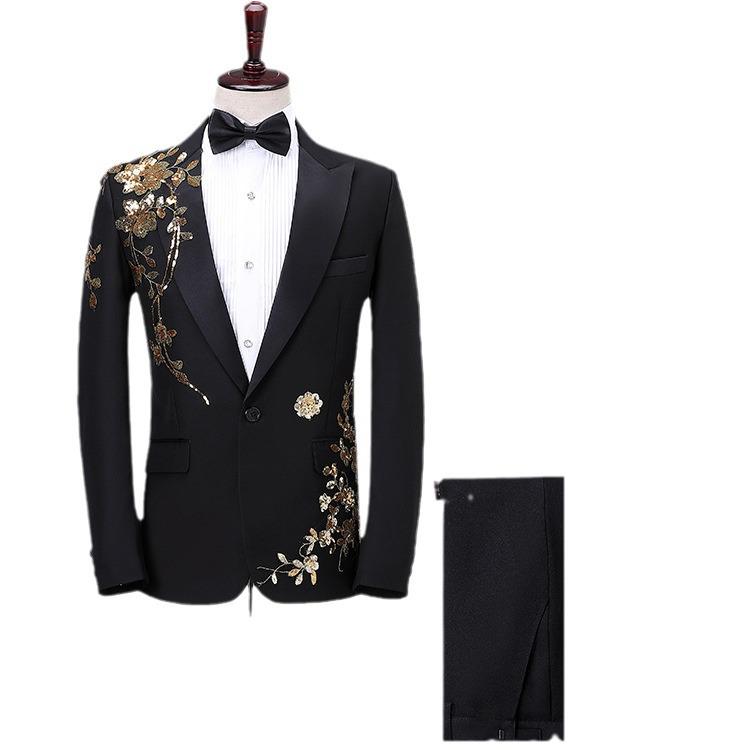 Men's Sequin Tuxedo Suit Set for Performances & Choir Stage