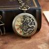 Top Retro Mechanical Pocket Watch Dragon Play Ball Steampunk Clock Fob Watch With Chain Double Hunter Luxury Gift