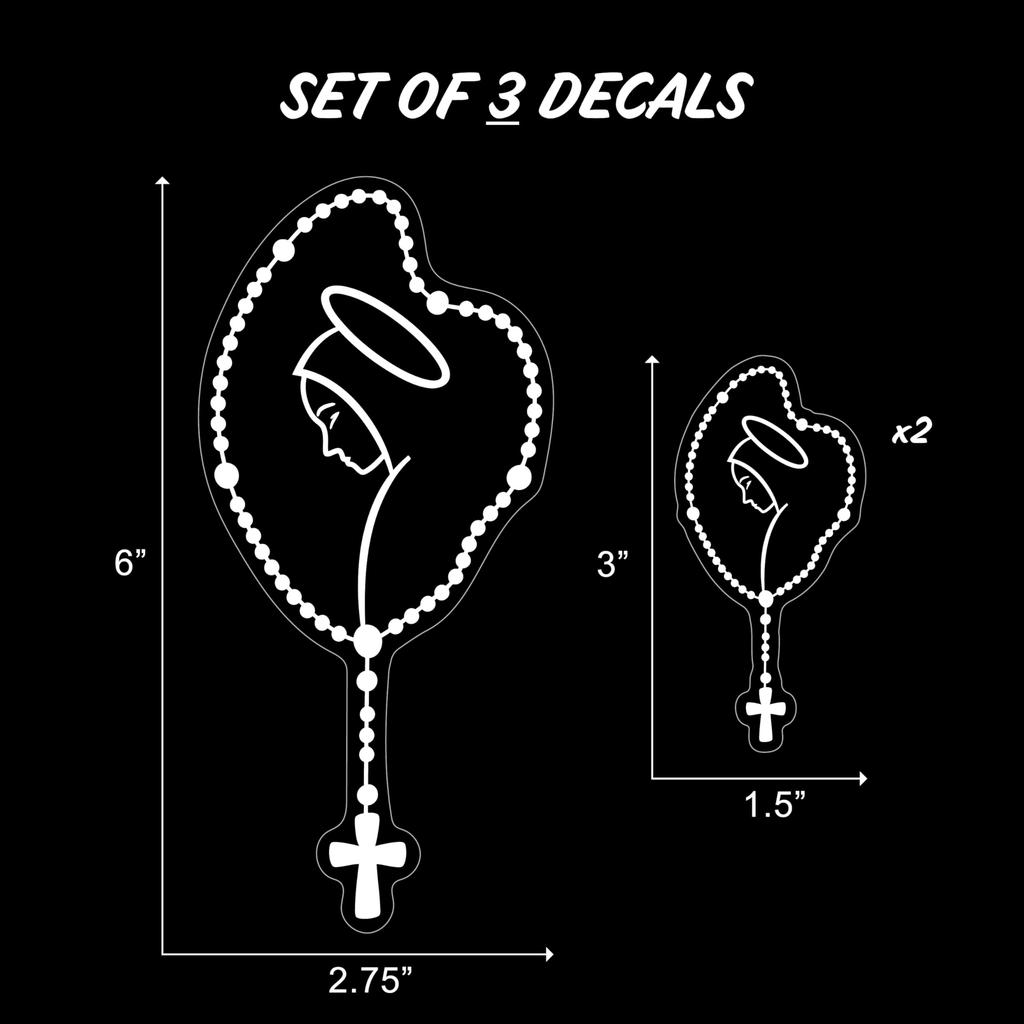 Maria Rosary Decal for Car, Truck, Tablet, Tumbler, Cell Phone - Christian Stickers Set