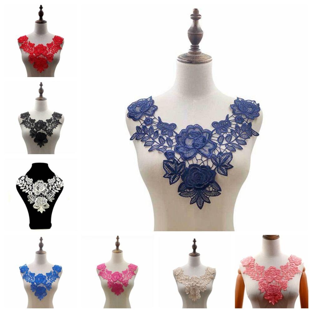 6PCS Fashion Fake Collar Hollow Out Pattern Flower Collar Embroidered Collar  Casual Wear