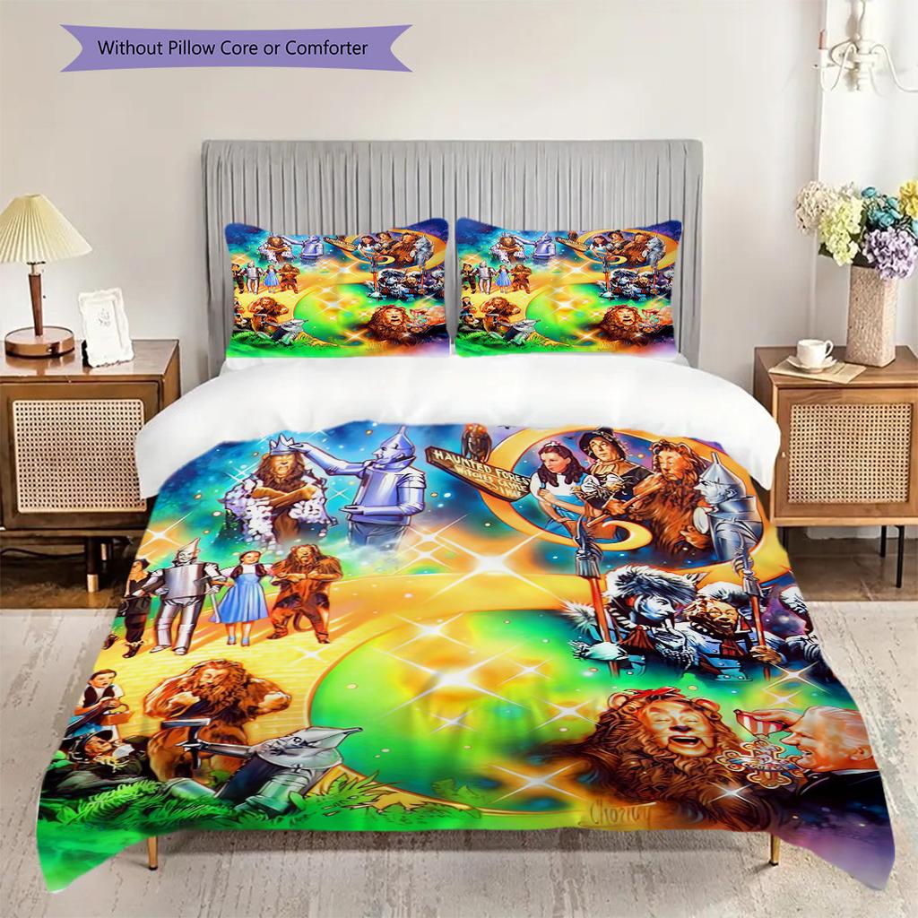 Fantasy Journey Through Emerald City Three-piece set (1 * duvet cover + 2 * pillowcase, without core) 2D Flat Soft and comfortable Bedding set