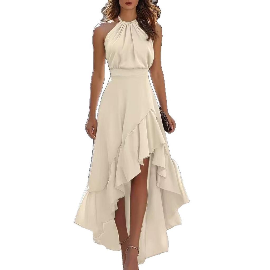 Grenzüberschreitender Außenhandel Damenbekleidung, Sommer Ärmelloses Mode-Hals-Unregelmäßiger Rüschenrand Damenkleid