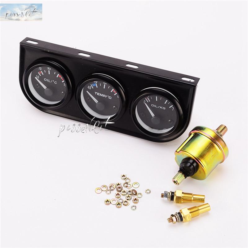 52mm Triple kit Oil Temp Gauge Water Temp Gauge Temperature Oil Pressure Gauge Sensor 3in1 Car Meter Auto Gauge Instruments