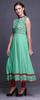 Bimba Aquamarine Green Damask Printed Women Designer Mandarin Collar Anarkali Dress Indian Ethnic Kurta