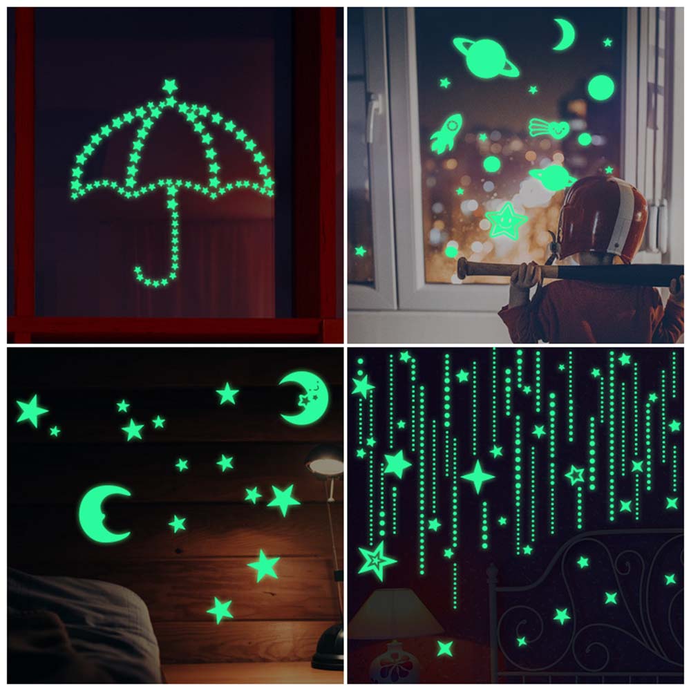Bedroom Ceilling Home Decor Glow In Dark Moon Universe 3D Luminous Fluorescent Bubble Sticker Stars Dots Kid Room Wall Art Decor