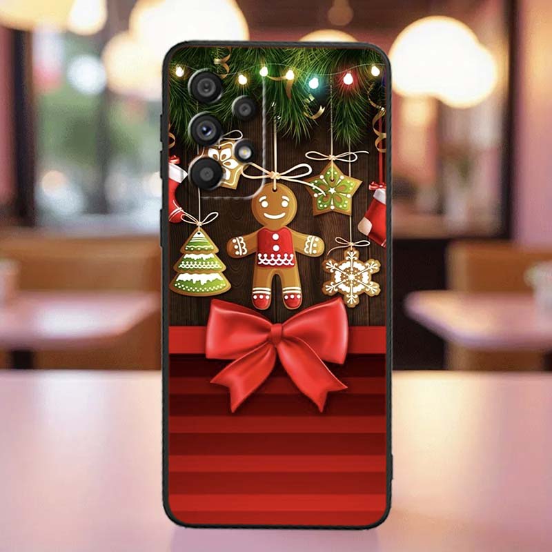 Christmas Gift Box Design Phone Case For Samsung A41 A35 A34 A33 A32 A25 A24 A23 A21s A06 A05 A04 A03 Note 10 20 Ultra 5G Black