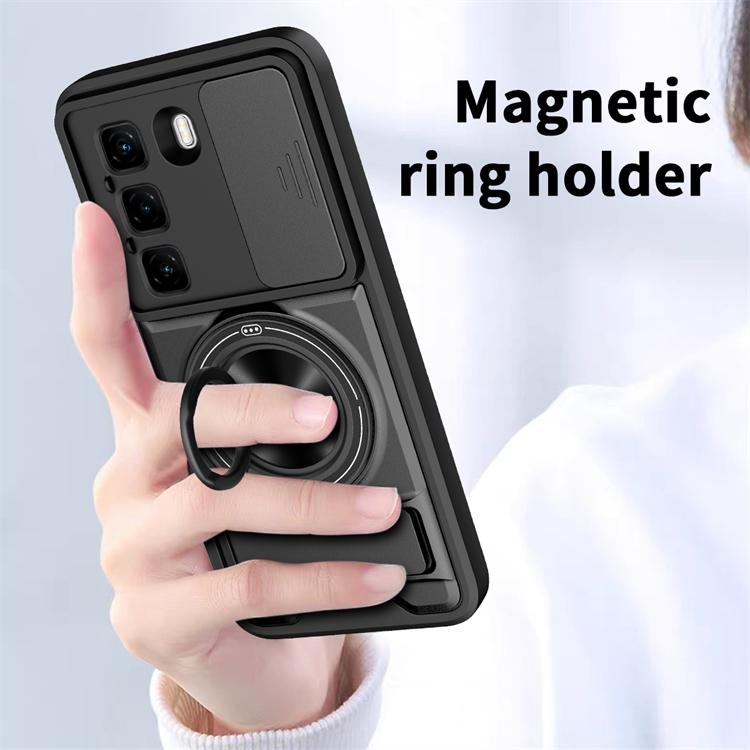 For Infinix Hot 60i Hot 60 Smart 10 Tecno Pop 10 Spark Go Lens Sliding Window Cover Car Magnetic Ring Double Bracket Phone Case