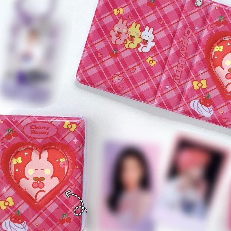 3-calowy Słodki Album na Zdjęcia Puste Serce Miłości Kpop Binder na Karty Fotokarta ID Holder 40 Kieszeni Książka do Przechowywania Wizytówek Organizer