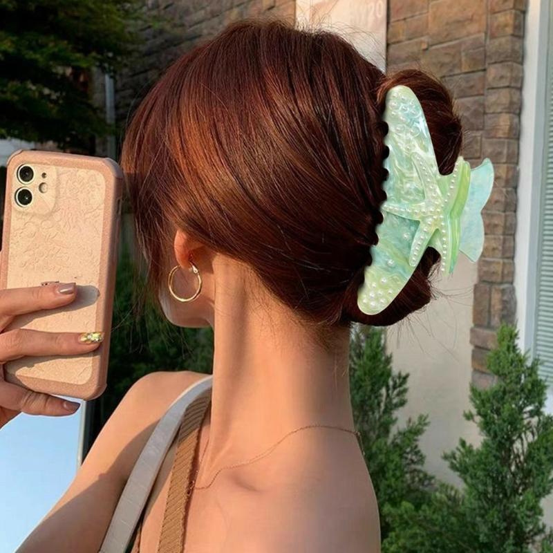 Large Sparkling Rhinestones Clip With Starfishes Design Acrylic Hair Claw For And Everyday Styling And Special Occasion