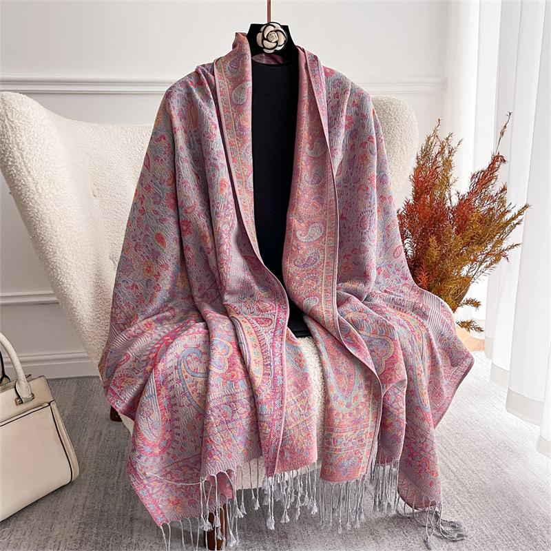 Women Paisley Scarf Cashmere Feeling Pashmina Shawls Tassel Hijab Head Wraps Femme Winter Scarves Foulard Bufanda