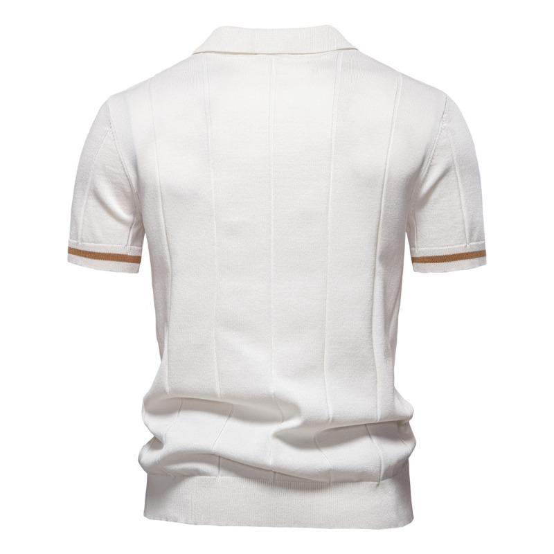 Men's Knitted Polo Shirt, Business Casual Short Sleeve Turn-Down Collar Polo Top Short Sleeve Turn-Down Collar Sweater Polo Tee for Spring Summer
