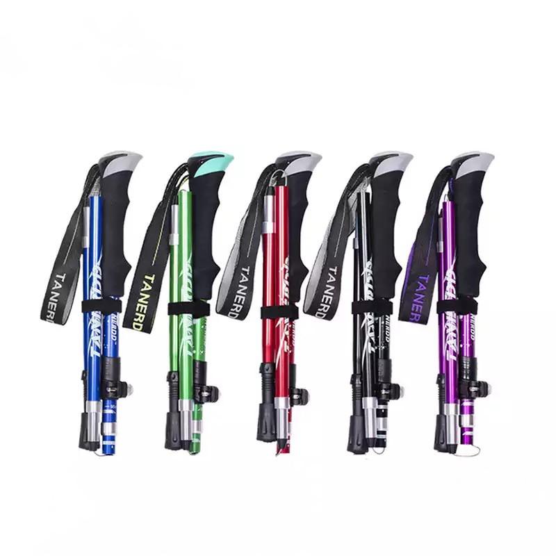 Outdoor Portable Folding Nordic Walking Pole 250G Ultralight Walking Trekking Pole Hiking Walking Stick чёрный