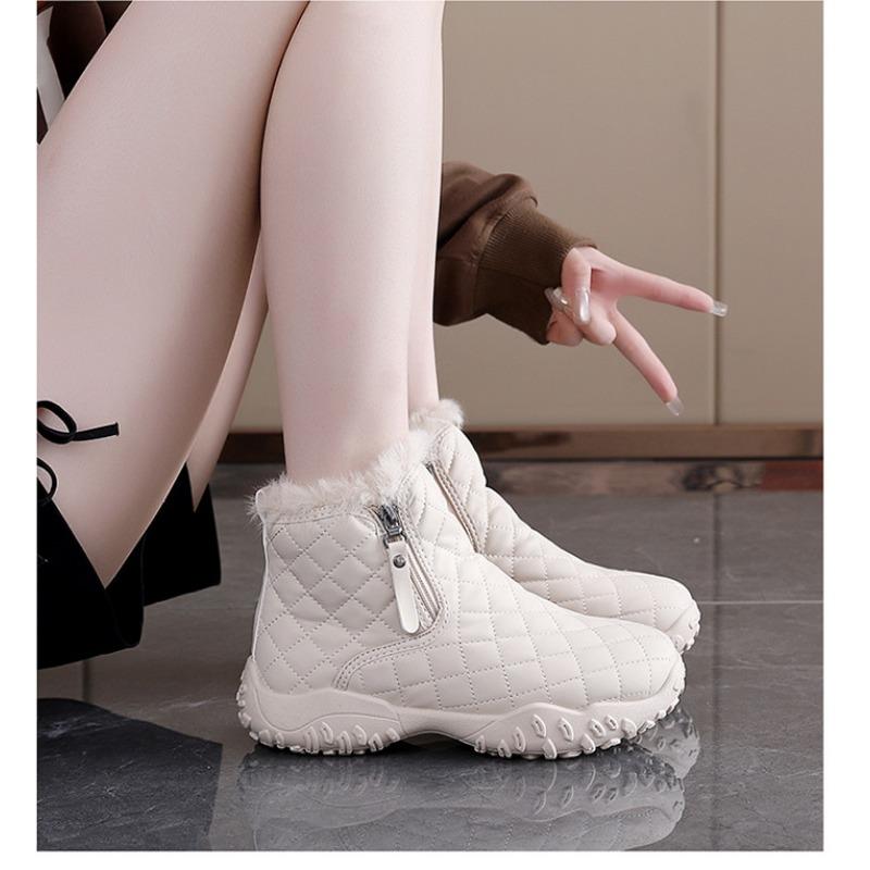 Women Fur Integrated Fleece Lined Thick Sole Warm Fashion Winter Snow Boots