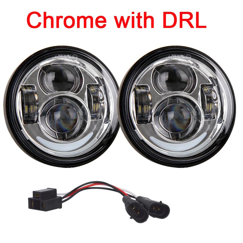 2PCS 5 inch Fat Bob Led HeadLight For Harley Motorcycle For Harley Dyna Fat Bob Dual Headlamp Double LED Headlights With DRL
