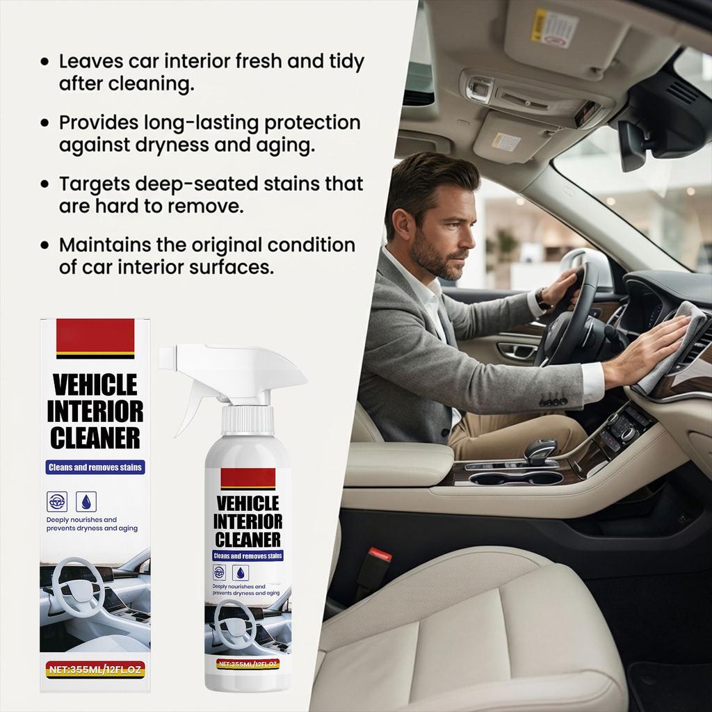 Car interior cleaner, interior seat refinishing and maintenance daily brightening and cleaning care agent, 355ML