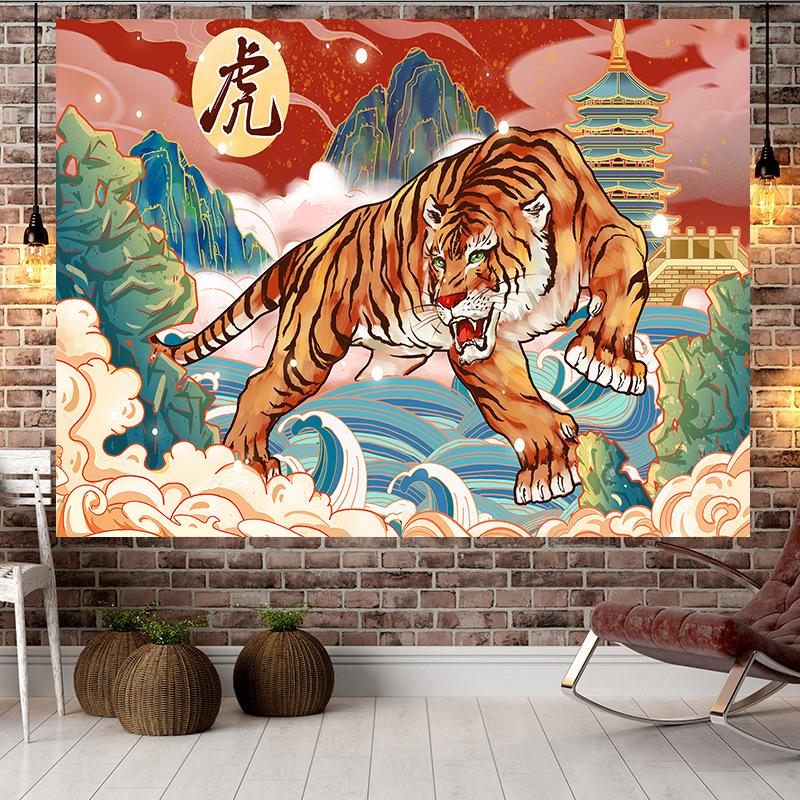 Čínský styl Tygří styl Velký gobelín Nástěnná geometrie Hippie gobelín Domácí pokoj Dekor Estetická dekorace