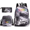 Large Capacity Schoolbag with Shoulder Strap; Student Three-piece Pencil Case Set