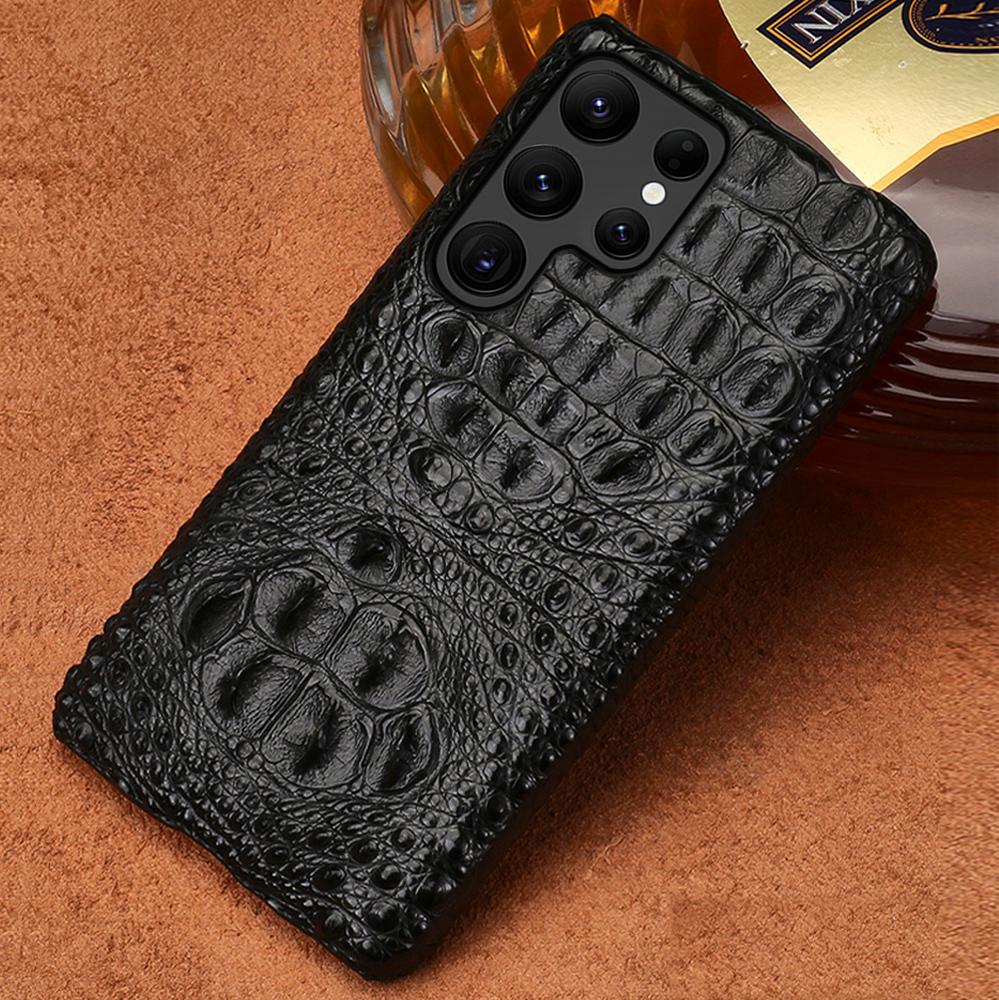 100% Genuine Crocodile Leather Phone Case for Samsung Galaxy S25 S22 S21 S24 Ultra S23 Plus S25Ultra A55 5G Luxury Back Cover