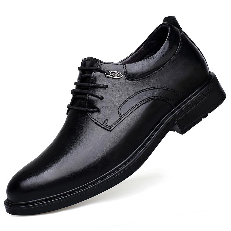 Men's Spring & Autumn Leather Shoes - 6cm Height Boost, Thick Sole, Formal/Casual Versatile Footwear