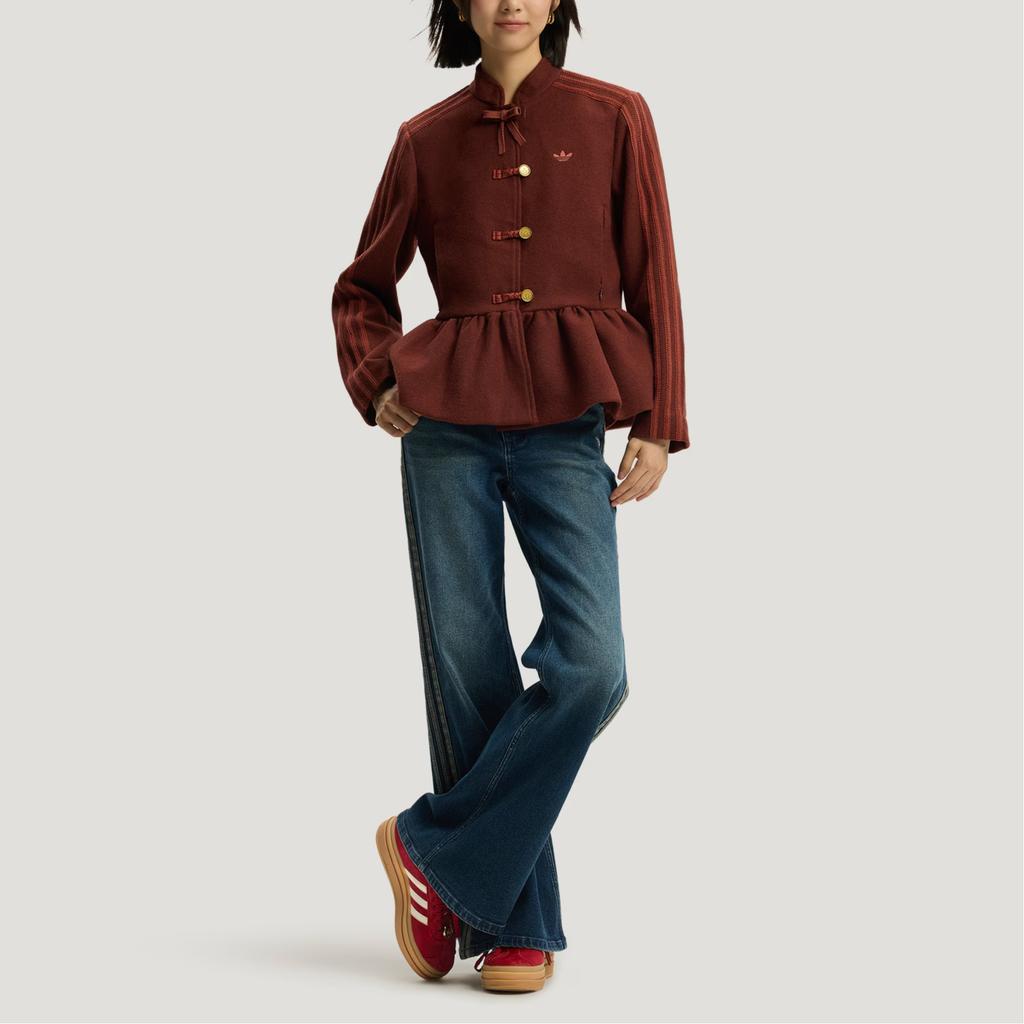 Adidas Originals Capodanno FW25 Nuovo Stile Cinese Giacca Aderente Sportiva a Righe che Definisce la Vita Giacche da Donna KR5069