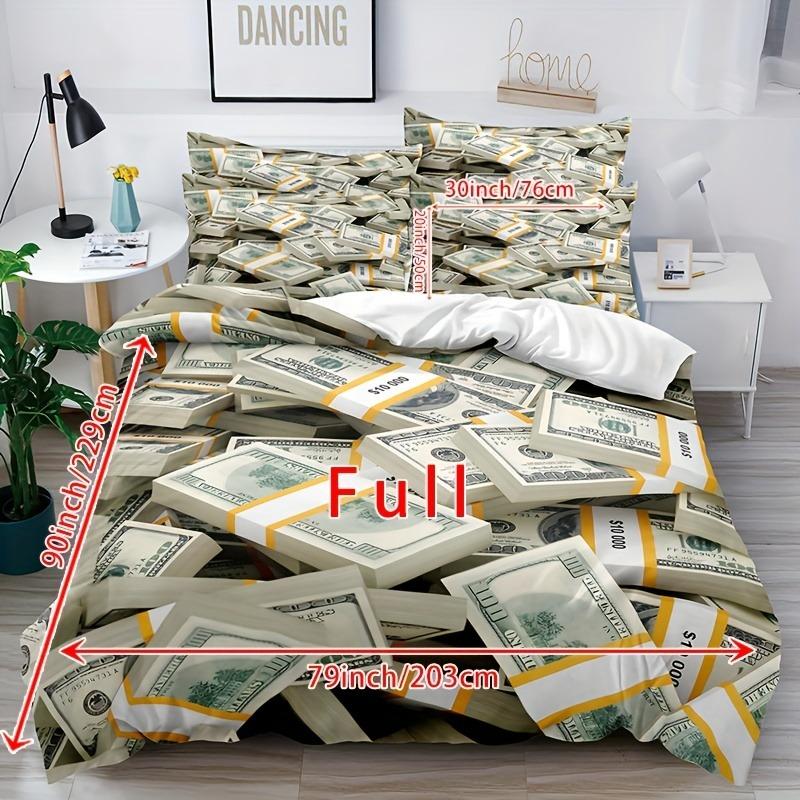 Dollars Printed Red Texture Banknote Bedding Set 3D Printed Duvet Cover With Pillowcase Queen  Full Size Bedclothes Room Decor
