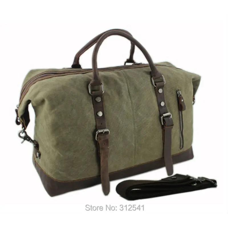 Vintage Wojskowe Płótno Skóra Męskie Torby Podróżne Bagaż Podręczny Torby Męskie Torby Duffel Podróżna Torba Tote Duża Weekendowa Torba Nocna