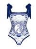 Traje de baño estampado de moda para mujer Control de abdomen con cordones Cobertura Set de traje de baño de dos piezas Adelgazante Protección solar Tankini Traje de baño