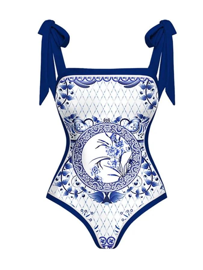 Traje de baño estampado de moda para mujer Control de abdomen con cordones Cobertura Set de traje de baño de dos piezas Adelgazante Protección solar Tankini Traje de baño