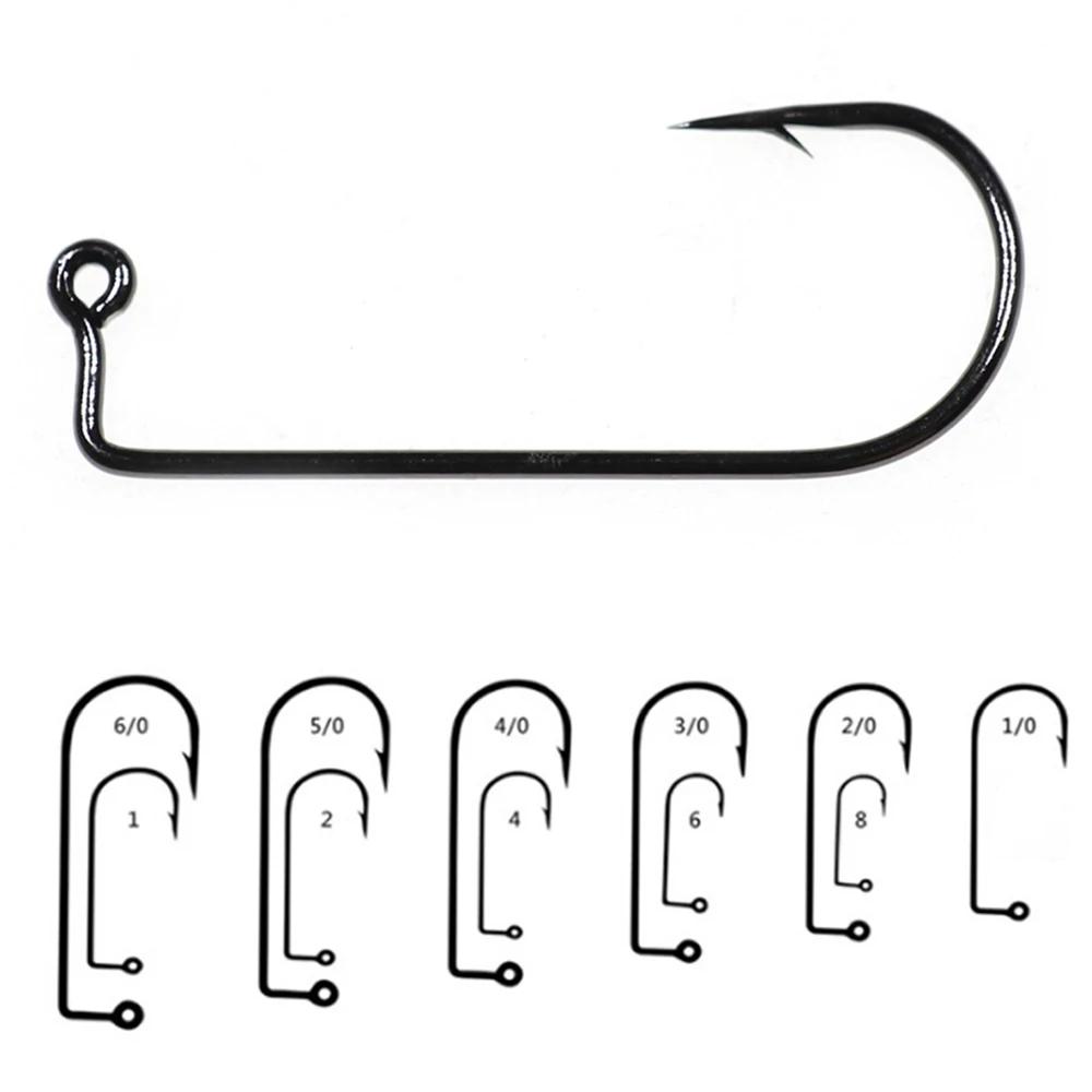200pcs #8~#6/0 High Carbon Steel 90 Degree Aberdeen Jig Hook Bent Saltwater Long Shank Soft Worm Hooks