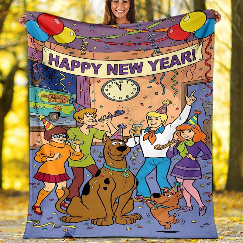 Scoobydoo Temalı Baskılı Battaniye Kanepe Yatak Seyahat Dış Mekan Kullanımı İçin Mükemmel Makinede Yıkanabilir Rahat Dayanıklı
