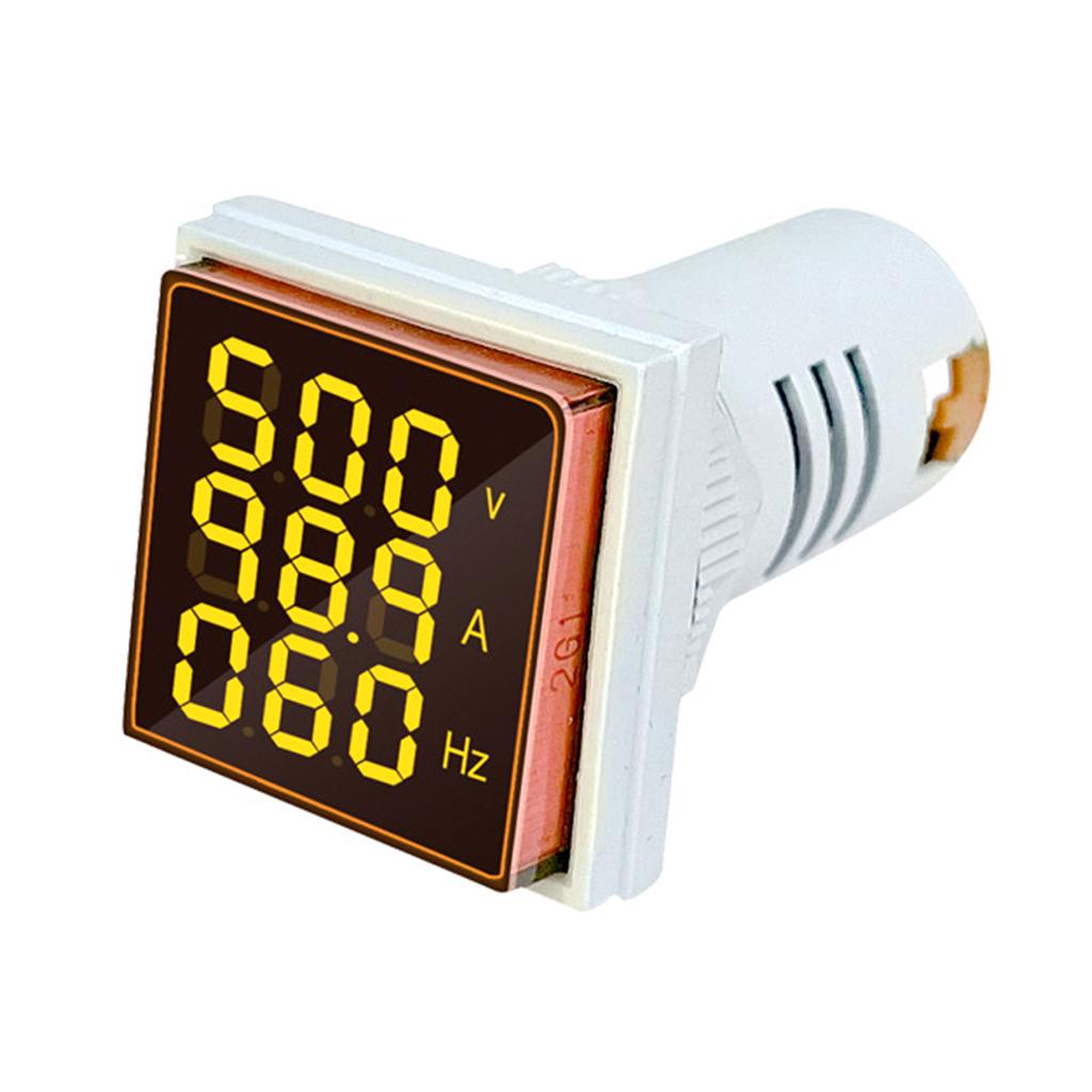 ThreeDigit Display AC Current Voltage Frequency 3in1 Indicator 22mm Square Head LED