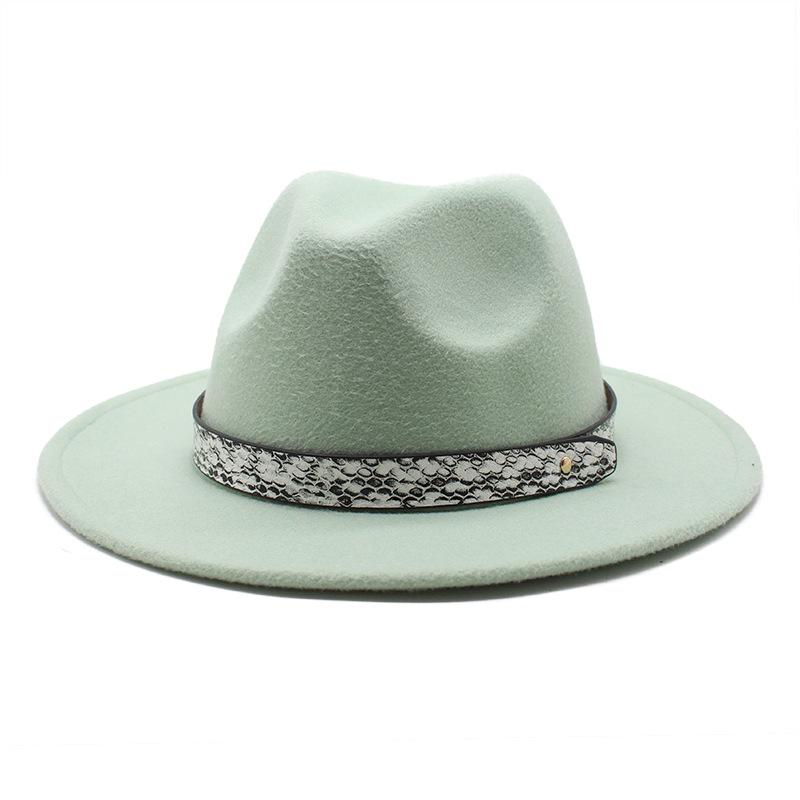 Seasonal White Big Eaves Hat Flat Edge Top Hat Men'S And Women'S Woolen Jazz Hat Lmn173
