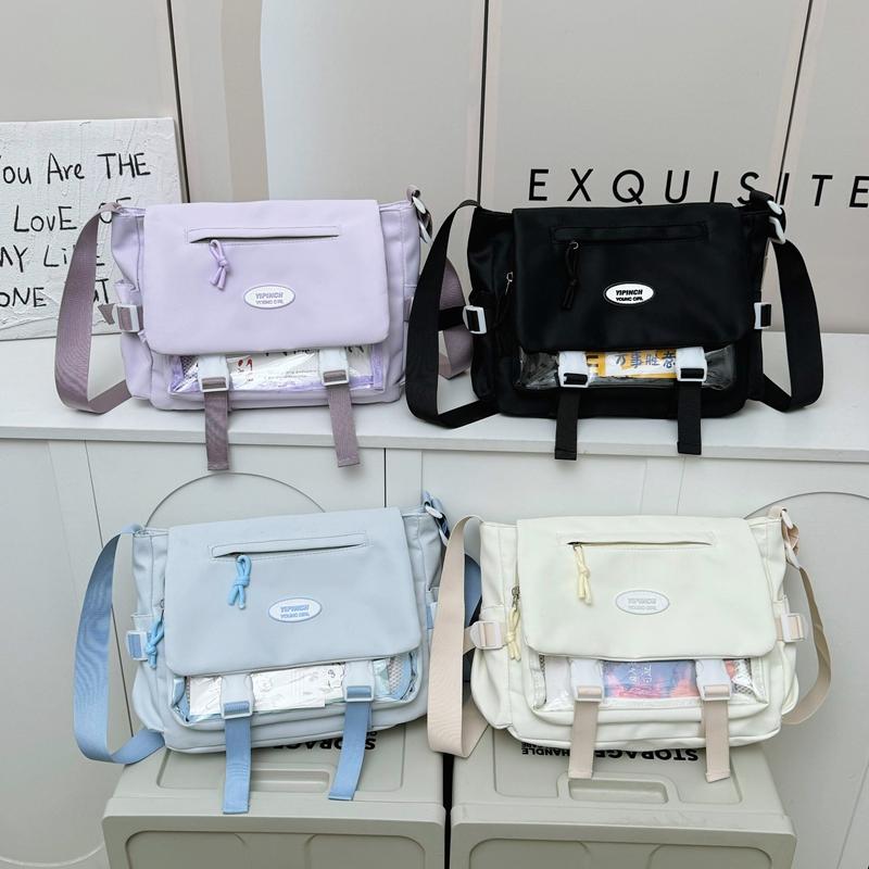 College Style Women's Crossbody Bag Student's Large Capacity Messenger Bag Color Contrast Shoulder Bag