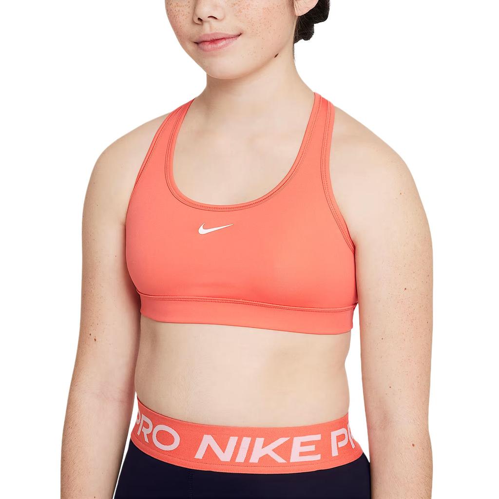 Nike Swoosh Comfortable Fitting Simple Fashion Solid Color Moderate Bra Kids Underwear Orange FJ7161-814