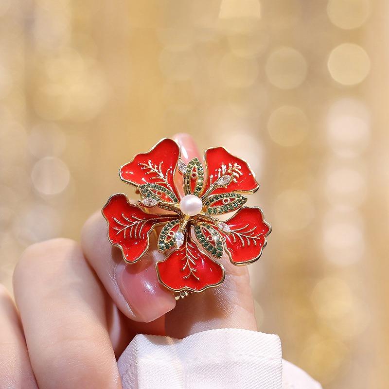 Vintage Enamel Phoenix Flower Brooch, Haute Couture Accessories Wedding Brooch Freshwater Pearl Pin