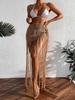 Crochet Tassel Bikini Cover Up Dress Beach Wear Women Tie Up Bather Bathing Suit Tassel Long Skirt Swimsuit Cover Up Beach Dress
