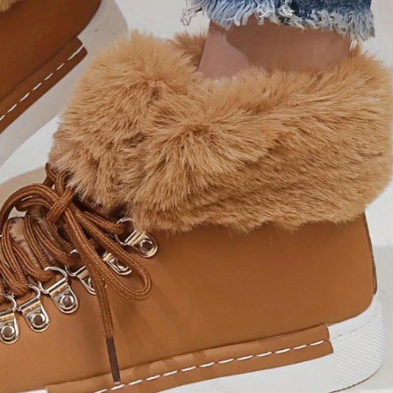 2024 Winter Women Boots Warm Shoes for Women Fur Ankle Boots Increased Height Shoes Thickened Ladies Snow Boots Big Size 43 Bota