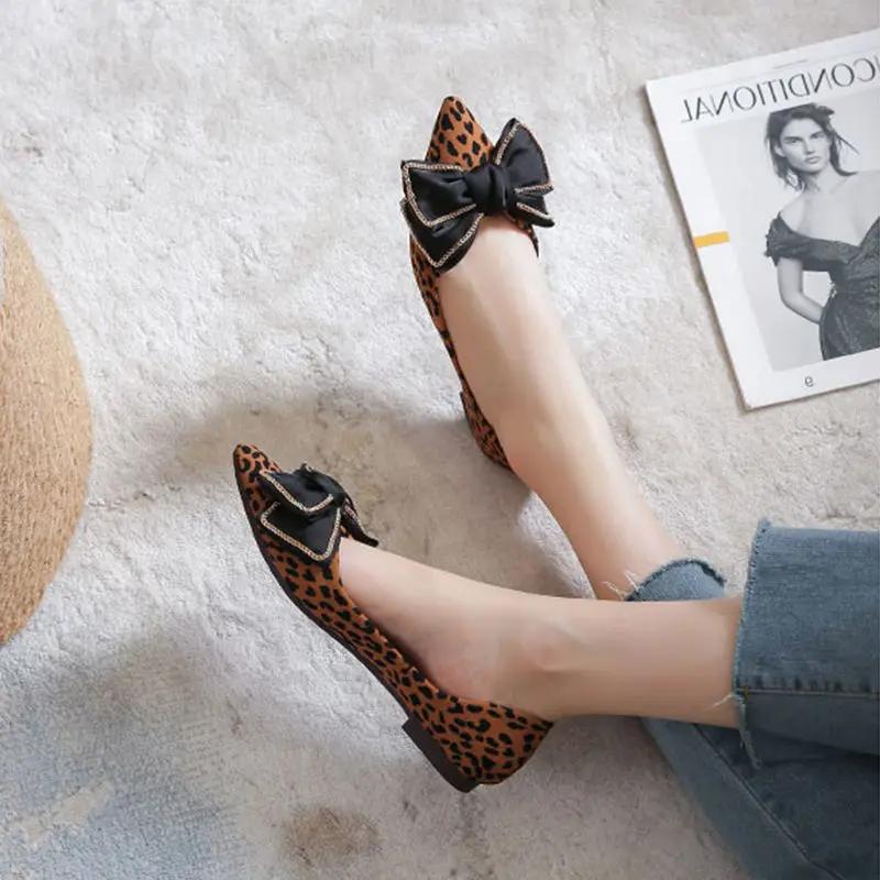 Shoes for Women with Bow Pointed Toe Low Heel Elegant Dress Non Slip Genuine Mark High Quality Fashion Vacation Woman Flats Shoe